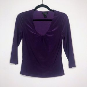 💍 Express Scoop Neck Purple Top 3/4 Sleeve Large